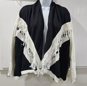 Neon Buddha Womens Cardigan Sweater XS Fringe Open Boho Geometric Western Hippie